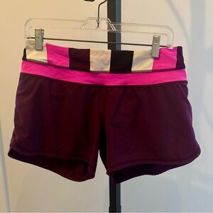 lululemon athletica Plum Shorts with Hot Pink Stripe Waistband